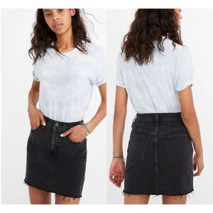 Madewell McCarren Raw Hem Jean Denim Mini Skirt in Washed Faded Black Size 27